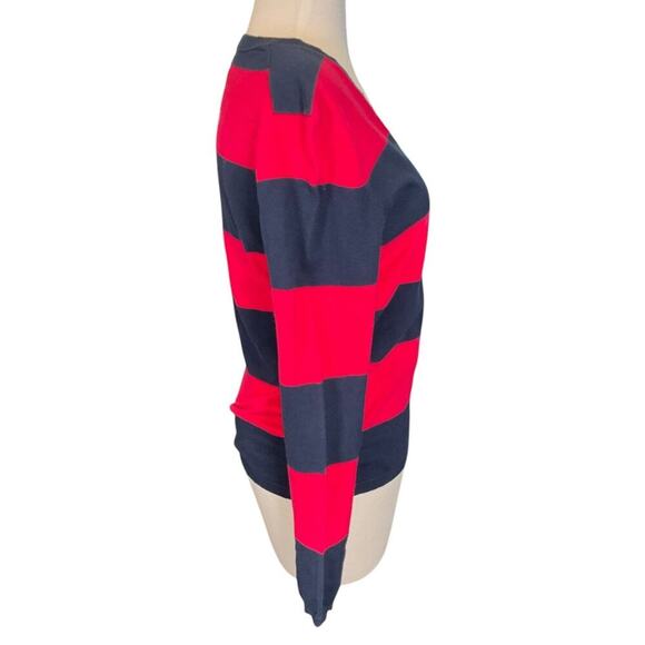 Tommy Hilfiger Pima Cotton Blend Size Medium Pink & Blue V-Neck Sweater Preppy - Picture 4 of 10